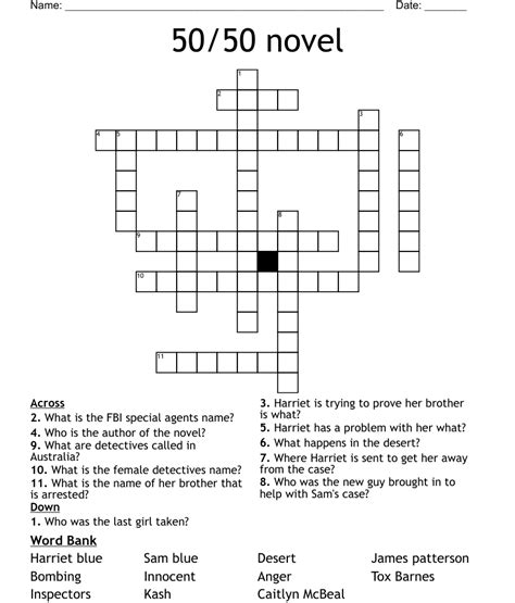 50 50 novel crossword wordmint