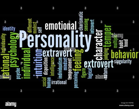 personality word cloud concept  black background stock photo alamy
