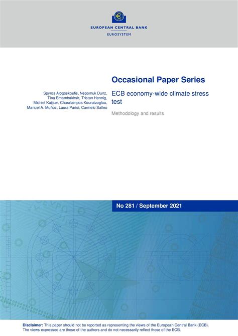 occasional paper series ecb economy wide climate stress test methodology  results