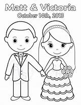 Coloring Wedding Pages Printable Kids Groom Cartoon Bride Personalized Drawing Party Couple Silhouette Name Colouring Para Print Colorear Book Clipart sketch template
