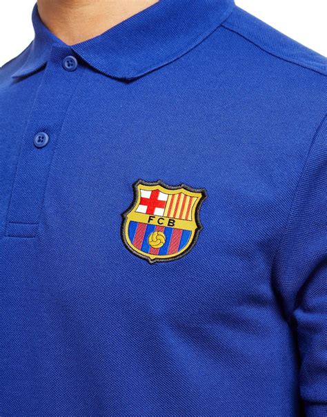 nike cotton fc barcelona core polo shirt  blue  men lyst