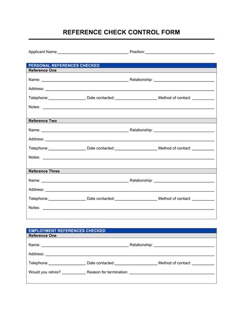 reference checking form template  business   box