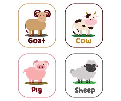farm animal flash cards printable printable word searches
