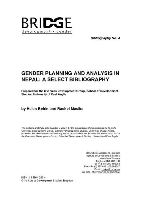 pdf gender planning and analysis in nepal a select