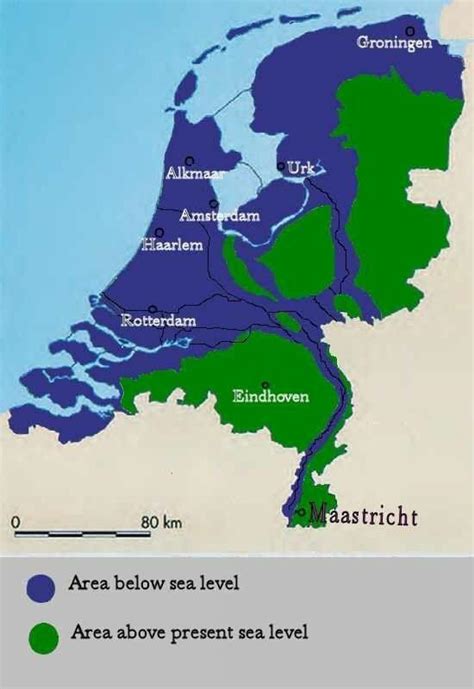 netherlands sea level map netherlands  sea level map western europe europe