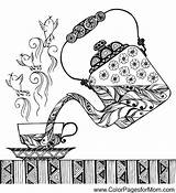 Coloring Coffee Pages Adult Color Colouring Adults Tea Printable Print Shop Doodle Zentangle Mandala Books Food рисунки Mug Clipart Sheets sketch template