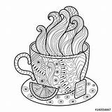 Coloring Coffee Tea Pages Cup Adults sketch template