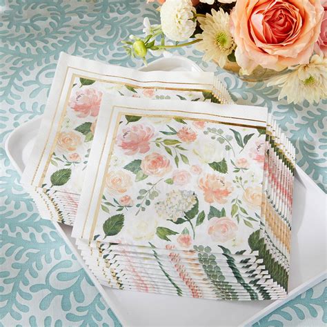 floral paper napkins set   kate aspen