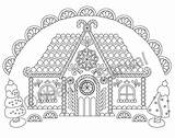 Gingerbread Coloring House Pages Christmas Adult Printable Colouring Adults Print Etsy Innen Mentve Book Choose Board sketch template
