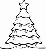 Tree Christmas Drawing Easy Coloring Printable Pages sketch template
