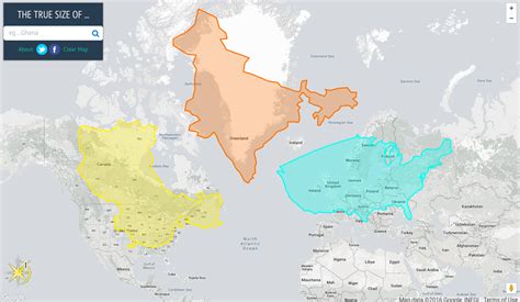 true size   interactive map  accurately compares  actual size  countries