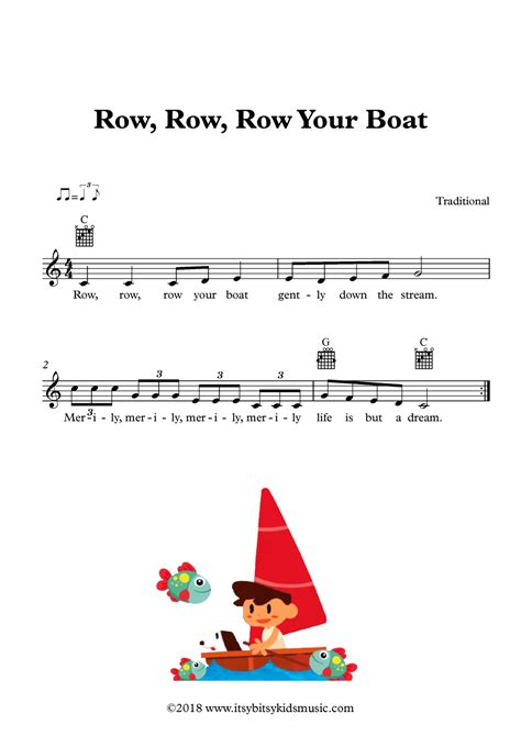 row row row  boat sheet   chords  lyrics itsy bitsy