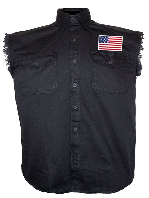 mens black denim cutoff biker shirt 10 leather supreme