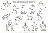 Nativity Coloring Christmas Story Pages Printable Colouring Clipart Crib Stable Figures Scene Color Cut Bible Kids Preschool Gif Clip Jesus sketch template