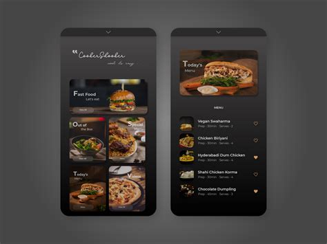 cookershooker mobile web design food website menu design  druhin tarafder  dribbble