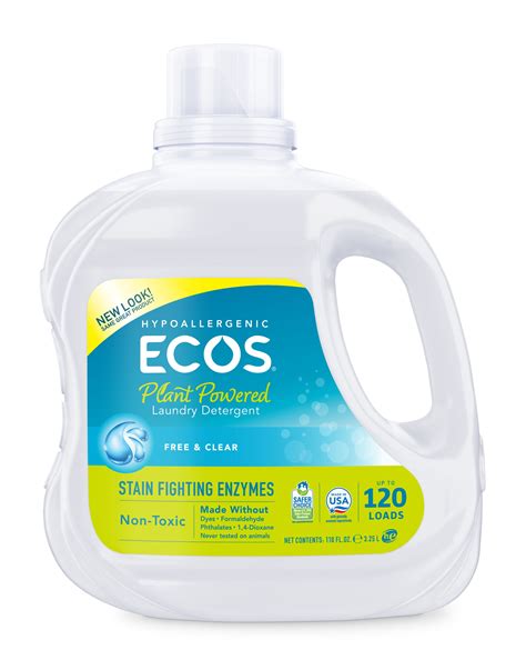 ecos plant powered liquid laundry detergent  stain fighting enzymes  clear  loads