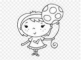 Girl Coloring Clipart Balloon Pages sketch template