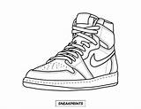 Coloring Pages Nike Air Force Drawing Shoes Sneaker Shoe Sneakers Jordan Template Sketch Draw High Drawings Jordans Sketches Own Trainers sketch template