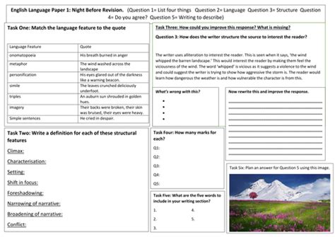 aqa english language paper   minute revision teaching resources