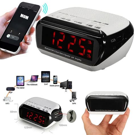 buy smart wireless bluetooth  player stereo speaker led dual alarm clock