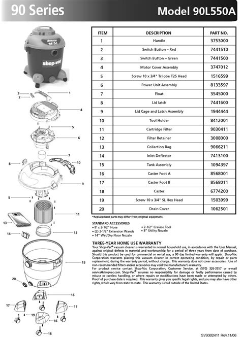 shop vac parts diagram
