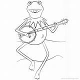 Muppets Frog Kermit Banjo Beaker Xcolorings Honeydew Bunsen sketch template