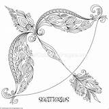 Coloring Sagittarius Zodiac Book Tattoo Pattern Hand Tattoos Drawn Flowers Vector Pages Line Getcoloringpages Zentangle Sign Archer sketch template