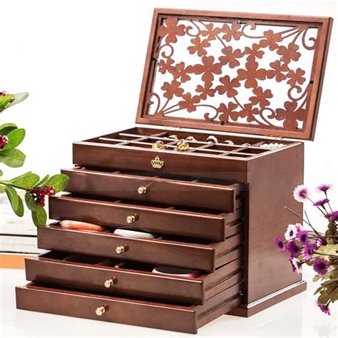 jewelry display box retro style large multilayer marriage holiday gift makeup organizer storage