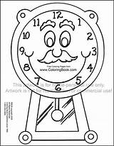 Grandfather Pendulum Clocks Mustache Coloringbook sketch template