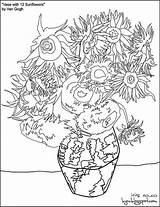 Numbers Gogh Van Paint Sunflowers Number Coloring Pages Sunflower Blank Colouring Vase Drawing Drawings Color Canvas Distortions Cognitive Five Flickr sketch template