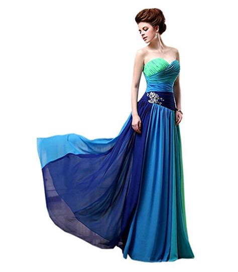 amazoncom belle house womens long prom dresses ombre  sky blue formal strapless chiffon