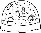 Globe Snow Snowman Coloring Pages Printable Clipart Color Winter sketch template