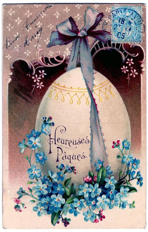 Easter Freebie French Egg With Flowers The Graphics Fairy