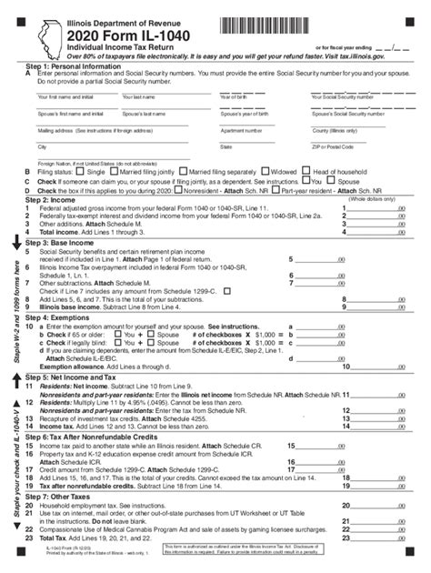 Il Dor Il 1040 2020 Fill Out Tax Template Online Us Legal Forms