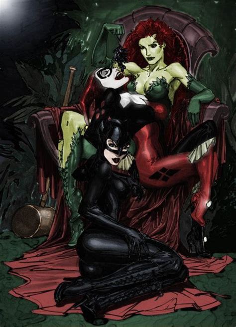 poison ivy harley and cat woman comic art pinterest