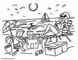 Coloring Vacation Pages Beach Fun Summer Kids Printable Adults sketch template
