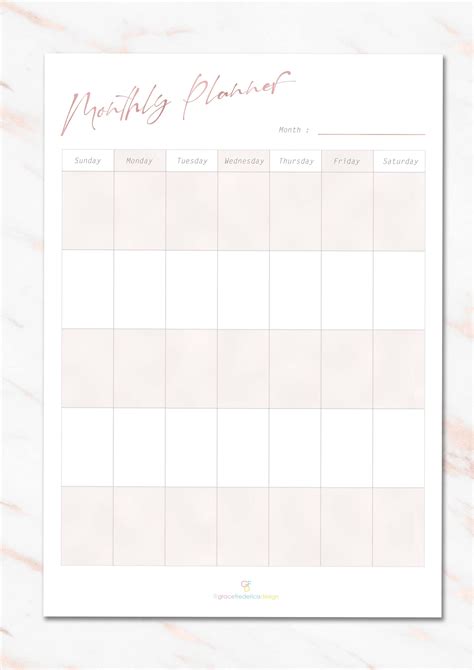 monthly planner   printable calendar templates