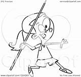 Javelin Throwing Track Field Illustration Cartoon Girl Royalty Clipart Toonaday Lineart Outline Vector Ron Leishman sketch template
