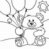 Teddy Bear Coloring Balloons Pages Drawing Color Birthday Kids Luna Baby Getdrawings sketch template