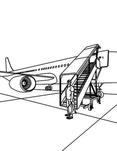tourist  landed  airport coloring page coloring pages