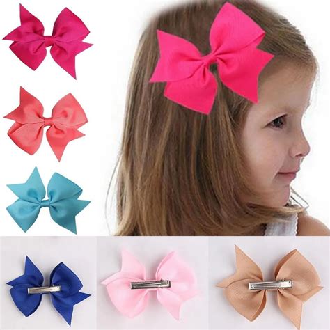 pcs solid ribbon bow hair clip hair accessories  baby girls