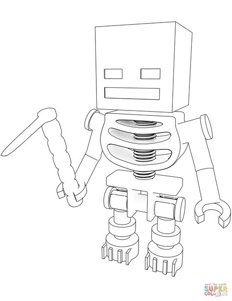 minecraft skeleton  hoe coloring page  printable coloring pages