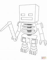 Minecraft Coloring Skeleton Pages Hoe Printable Colouring Craft Template Supercoloring Kids sketch template