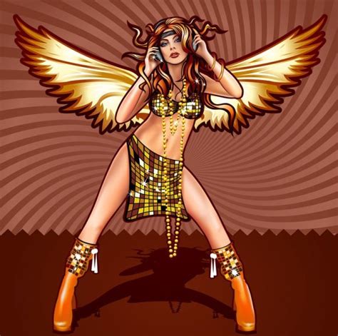free vector sexy dancing girl with wings illustration titanui