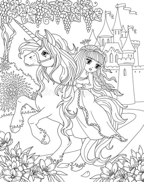 coloring page  unicorn  princess stock illustration unicorn
