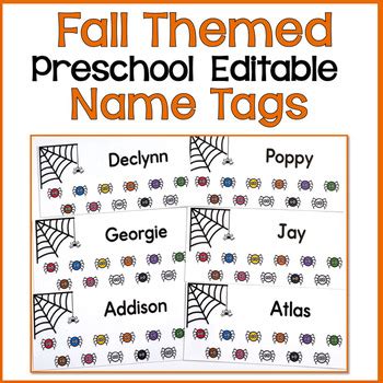fall themed editable preschool  tags  ms stephanies preschool