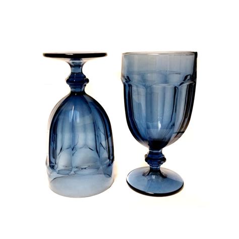 Vintage Libbey Duratuff Goblets Dusky Blue Stemmed Glassware Beverage