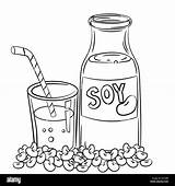 Milk Soy Vector Sketch Coloring Drawn Line Simple Hand Illustration Alamy Book Bottle sketch template