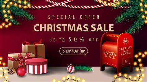 special offer christmas sale     discaunt banner  garlands  santa letterbox