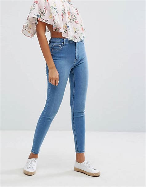 bershka skinny jeans met hoge taille asos